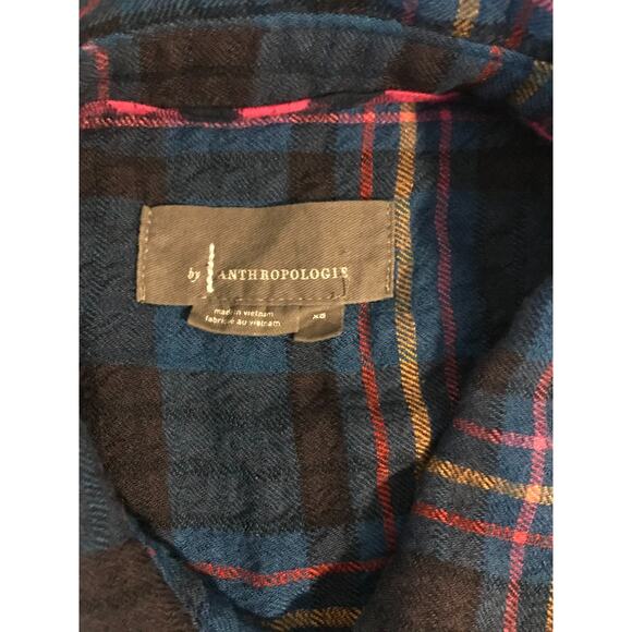 by Anthropologie Isadora Button Back Blue Flannel Popover Top - Size Extra Small - Picture 4 of 7